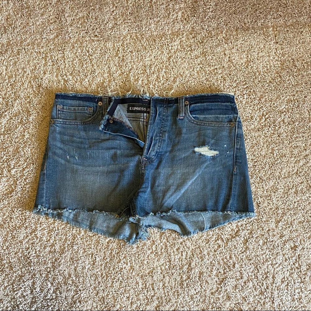 Express high rise jean shorts